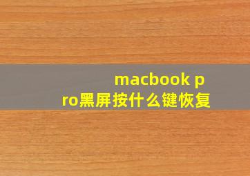 macbook pro黑屏按什么键恢复